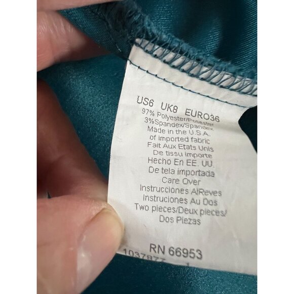 Leslie Fay Womens Turquoise Pencil Skirt 6P Polyester/Spandex Mid-Length - Picture 6 of 16